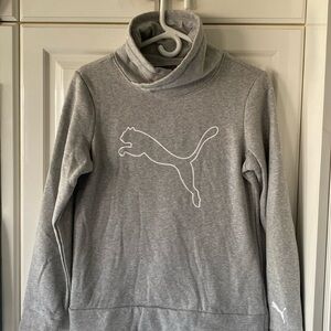 PUMA ladies sweatshirt, grey with puma logo outline
